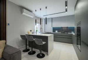 Monochromatic Scandinavian kitchen interior